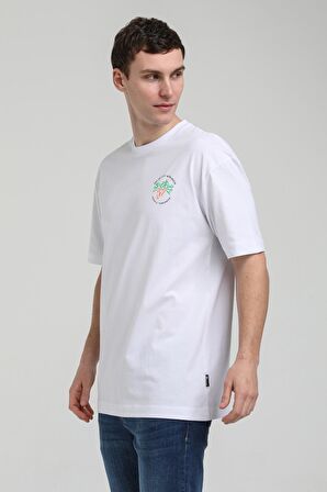 Bisiklet Yaka Beyaz Oversize Tişört 23SSM20336