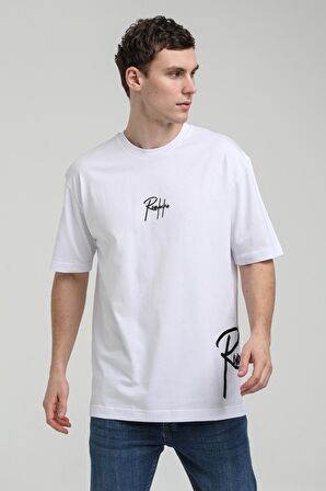 Bisiklet Yaka Beyaz Oversize Tişört 23SSM20330