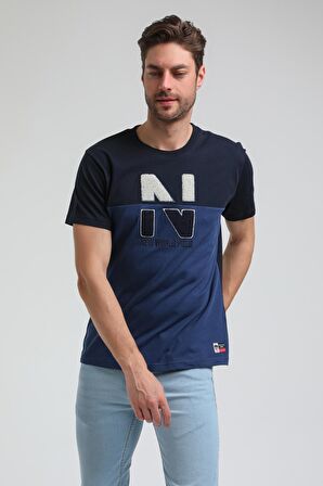 New World Polo Bisiklet Yaka Lacivert Slim Fit Tişört 23SSM20316