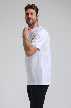 Bisiklet Yaka Beyaz Slim Fit Tişört 23SSM20335