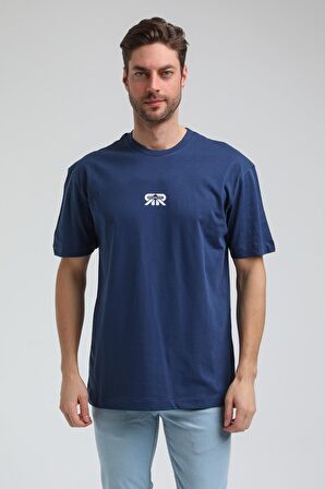 Bisiklet Yaka İndigo Slim Fit Tişört 23SSM20335