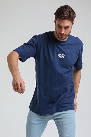 Bisiklet Yaka İndigo Slim Fit Tişört 23SSM20335