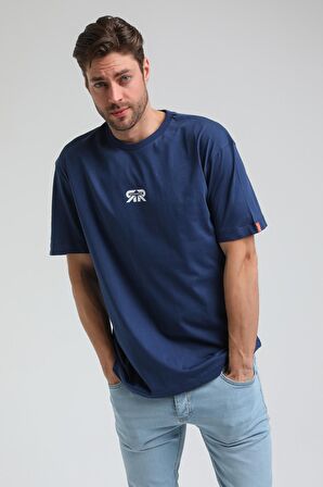 Bisiklet Yaka İndigo Slim Fit Tişört 23SSM20335