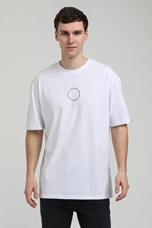 Bisiklet Yaka Beyaz Slim Fit Tişört 23SSM20333