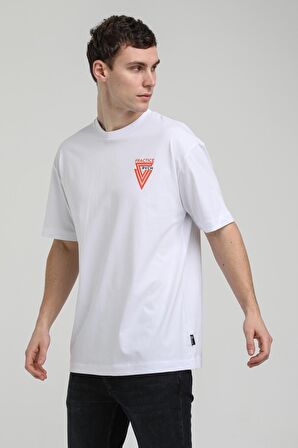 Bisiklet Yaka Beyaz Oversize Tişört 23SSM20337