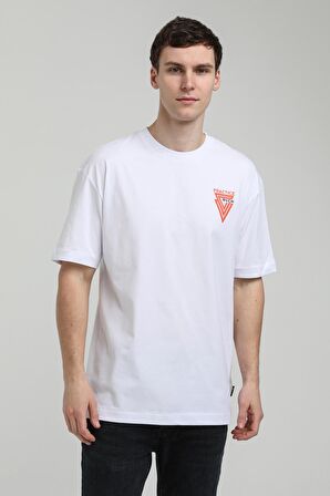 Bisiklet Yaka Beyaz Oversize Tişört 23SSM20337