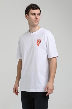Bisiklet Yaka Beyaz Oversize Tişört 23SSM20337
