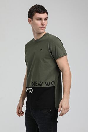 New World Polo Bisiklet Yaka Haki Slim Fit Tişört 23SSM20310