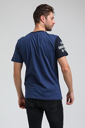 Bisiklet Yaka İndigo Slim Fit Tişört 23SSM20317