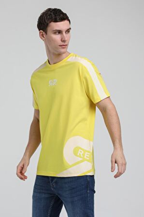 Bisiklet Yaka Sarı Slim Fit Tişört 23SSM20324