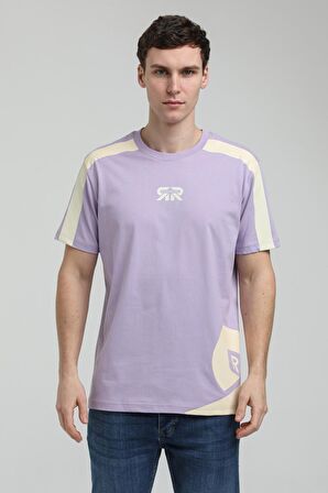 Bisiklet Yaka Lila Slim Fit Tişört 23SSM20324