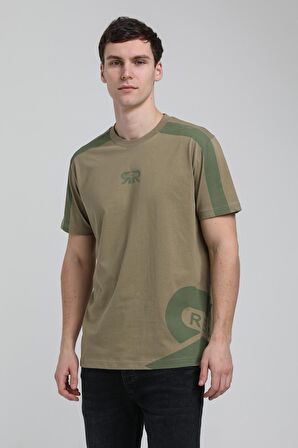 Bisiklet Yaka Açık Haki Slim Fit Tişört 23SSM20324