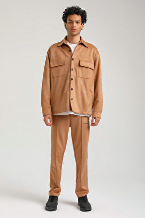 Süet Üst Bej Slim Fit Takım 23Fwm64027