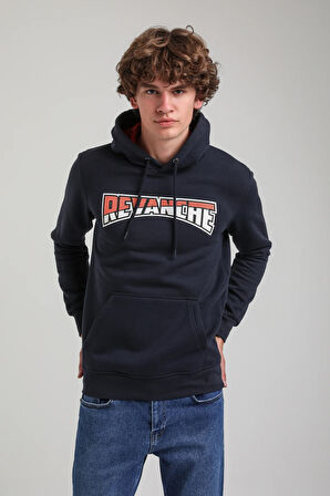 Kapüşonlu Lacivert Slim Fit Hoodie 23FWM64058