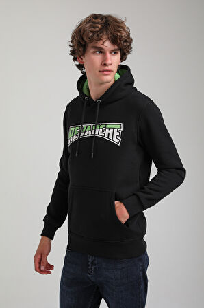 Kapüşonlu Siyah Slim Fit Hoodie 23FWM64058