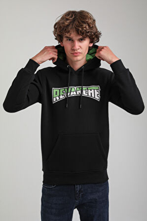 Kapüşonlu Siyah Slim Fit Hoodie 23FWM64058