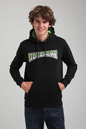 Kapüşonlu Siyah Slim Fit Hoodie 23FWM64058