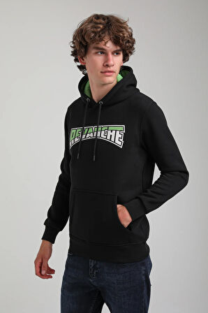 Kapüşonlu Siyah Slim Fit Hoodie 23FWM64058