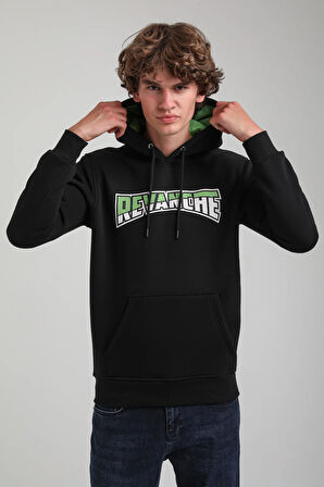 Kapüşonlu Siyah Slim Fit Hoodie 23FWM64058