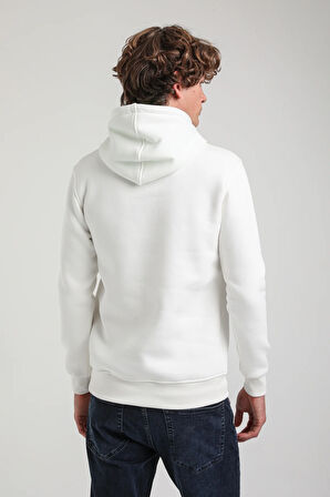 Kapüşonlu Ekru Slim Fit Hoodie 23FWM64058