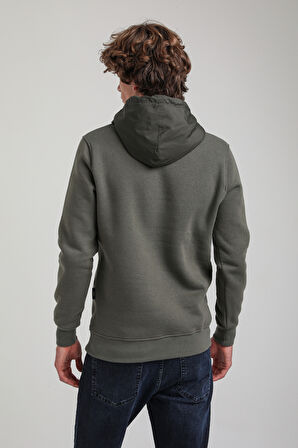 Kapüşonlu Haki Slim Fit Hoodie 23FWM64059