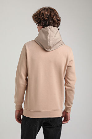 Kapüşonlu Bej Slim Fit Hoodie 23FWM64059
