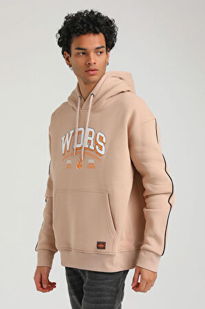 Kapüşonlu Bej Slim Fit Hoodie 23FWM64060
