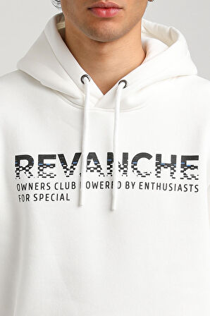 Kapüşonlu Ekru Slim Fit Hoodie 23FWM64062