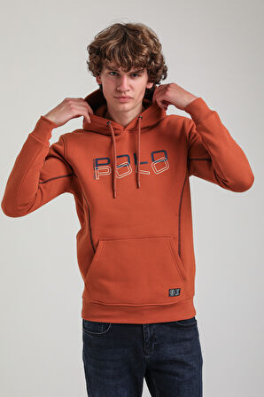 Kapüşonlu Kiremit Slim Fit Hoodie 23FWM64063