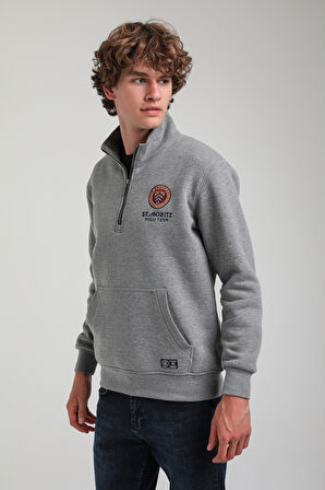 Gri Slim Fit Half-Zip Sweatshirt 23FWM64064