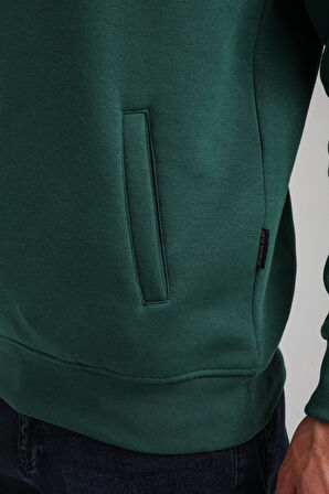 Yeşil Slim Fit Half-Zip Sweatshirt 23FWM64065