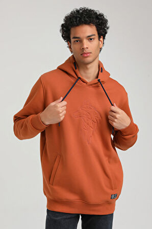 Kapüşonlu Kiremit Slim Fit Hoodie 23FWM64041