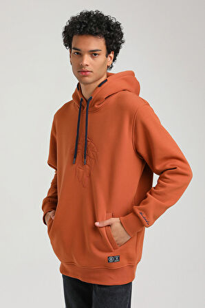 Kapüşonlu Kiremit Slim Fit Hoodie 23FWM64041