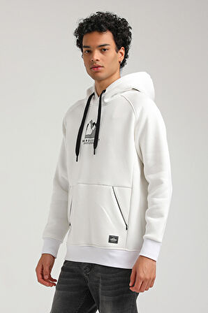 Kapüşonlu Ekru Slim Fit Hoodie 23FWM64042