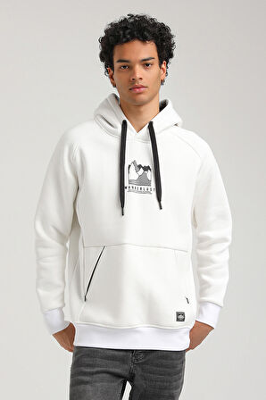 Kapüşonlu Ekru Slim Fit Hoodie 23FWM64042