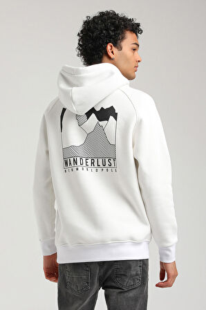 Kapüşonlu Ekru Slim Fit Hoodie 23FWM64042