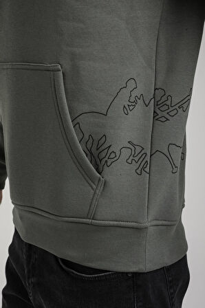 Kapüşonlu Haki Slim Fit Hoodie 23FWM64044