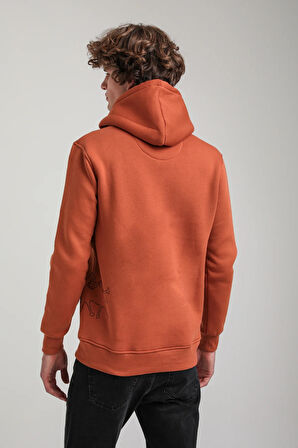 Kapüşonlu Kiremit Slim Fit Hoodie 23FWM64044