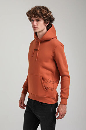 Kapüşonlu Kiremit Slim Fit Hoodie 23FWM64044