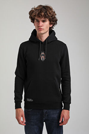 Kapüşonlu Siyah Slim Fit Hoodie 23FWM64046