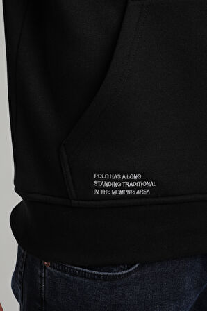 Kapüşonlu Siyah Slim Fit Hoodie 23FWM64046
