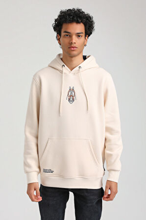 Kapüşonlu Ekru Slim Fit Hoodie 23FWM64046