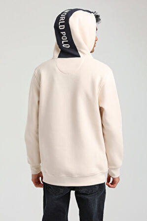 Kapüşonlu Ekru Slim Fit Hoodie 23FWM64046