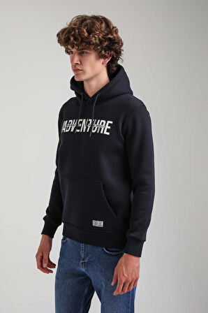 Kapüşonlu Lacivert Slim Fit Hoodie 23FWM64047
