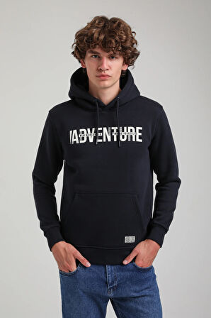 Kapüşonlu Lacivert Slim Fit Hoodie 23FWM64047