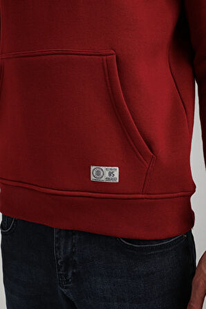 Kapüşonlu Bordo Slim Fit Hoodie 23FWM64047