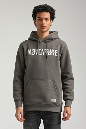 Kapüşonlu Haki Slim Fit Hoodie 23FWM64047