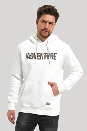 Kapüşonlu Ekru Slim Fit Hoodie 23FWM64047