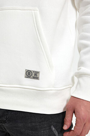 Kapüşonlu Ekru Slim Fit Hoodie 23FWM64047