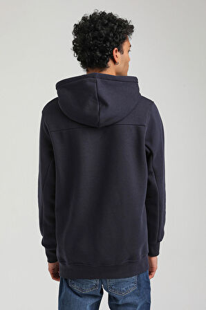 Kapüşonlu Lacivert Slim Fit Hoodie 23FWM64049